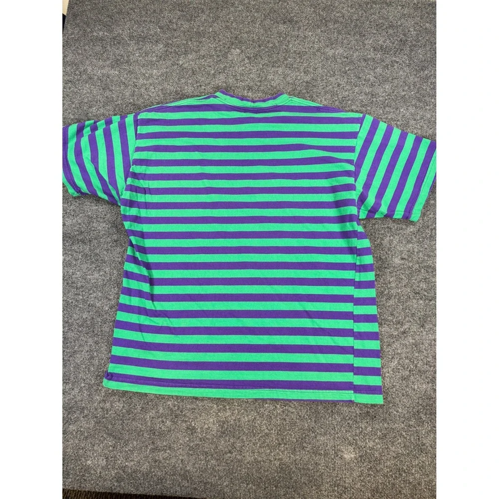 Vintage Guess Jeans USA Striped Shirt USA Purple Green 90s Georges Marciano L - Picture 2 of 6